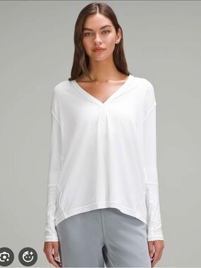lululemon athletica White V-Neck Long Sleeve Top